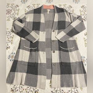 Matilda Jane Women’s Cardigan Grey Buffalo Plaid